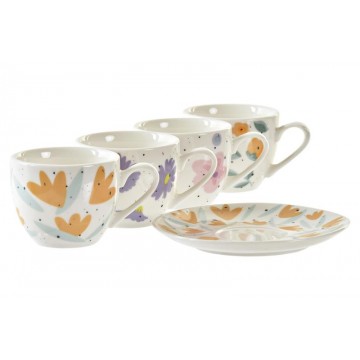 TAZA SET PLATO FLORES 90ML...